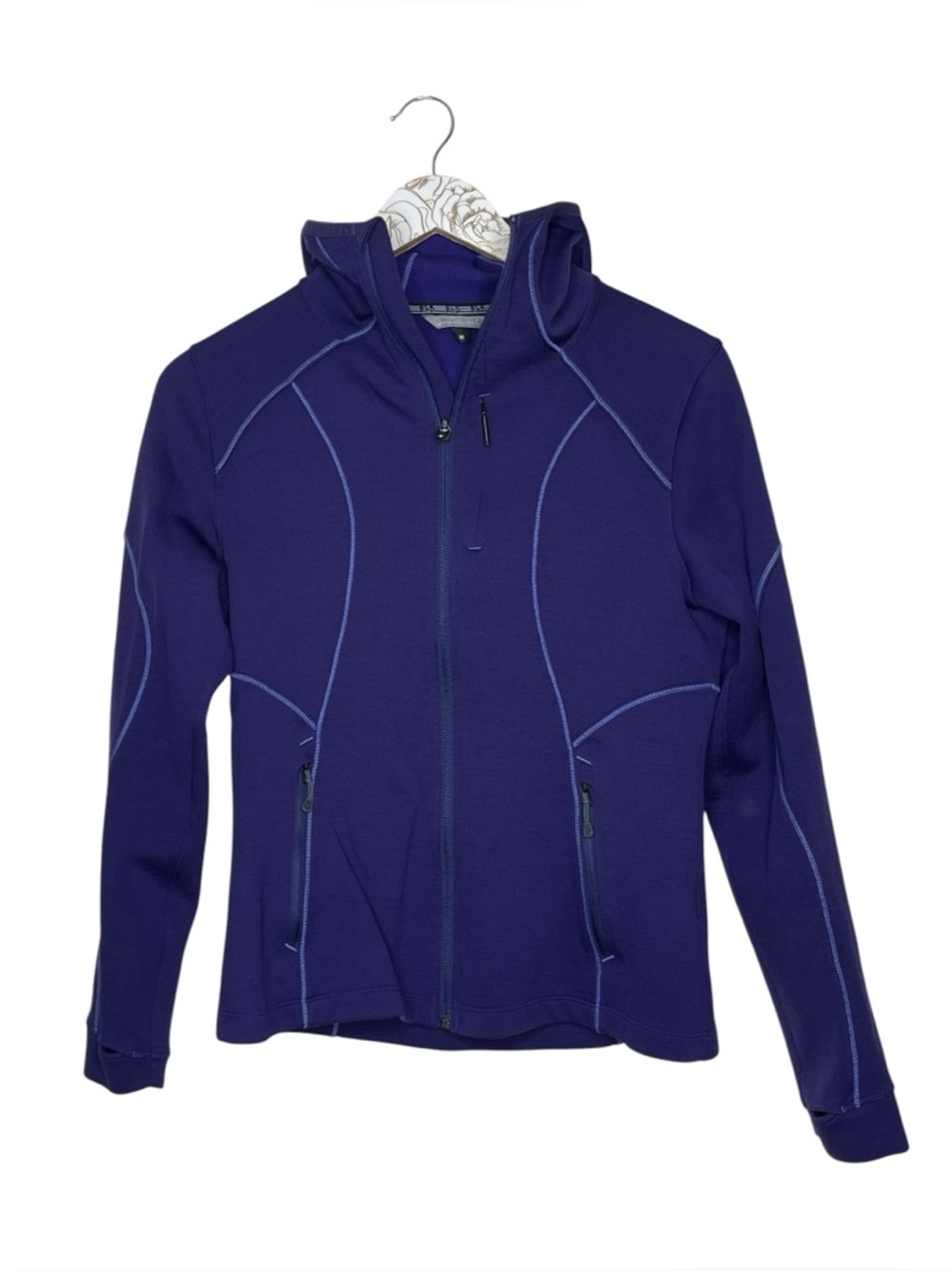 Smartwool PhD HyFi Full Zip Scuba Hoody Purple Medium Merino Wool Thumbholes